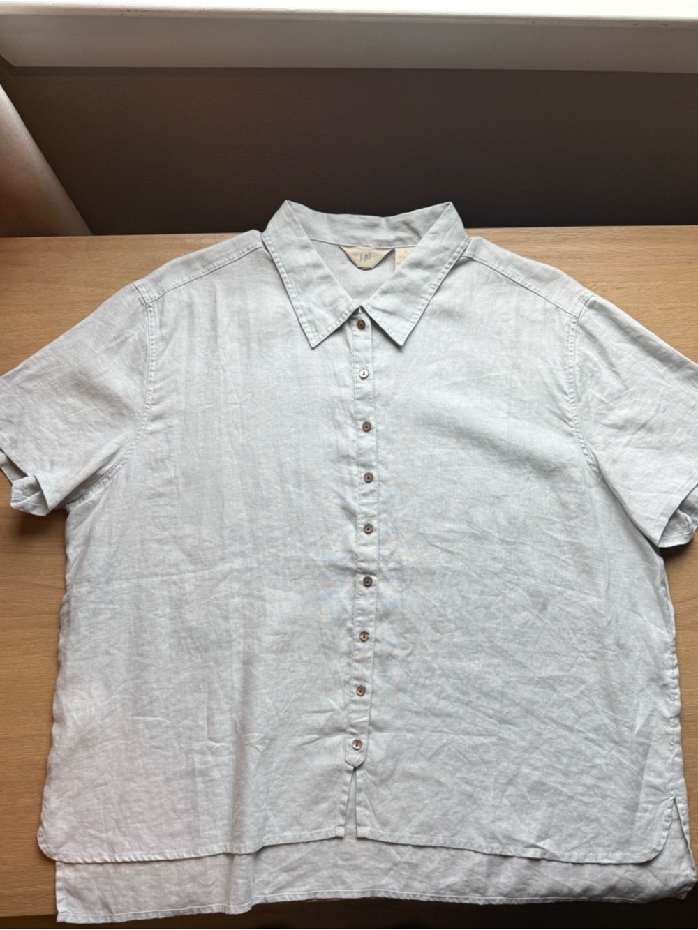 J. Jill 100% Linen Blouse Light Blue Beachy Top Large